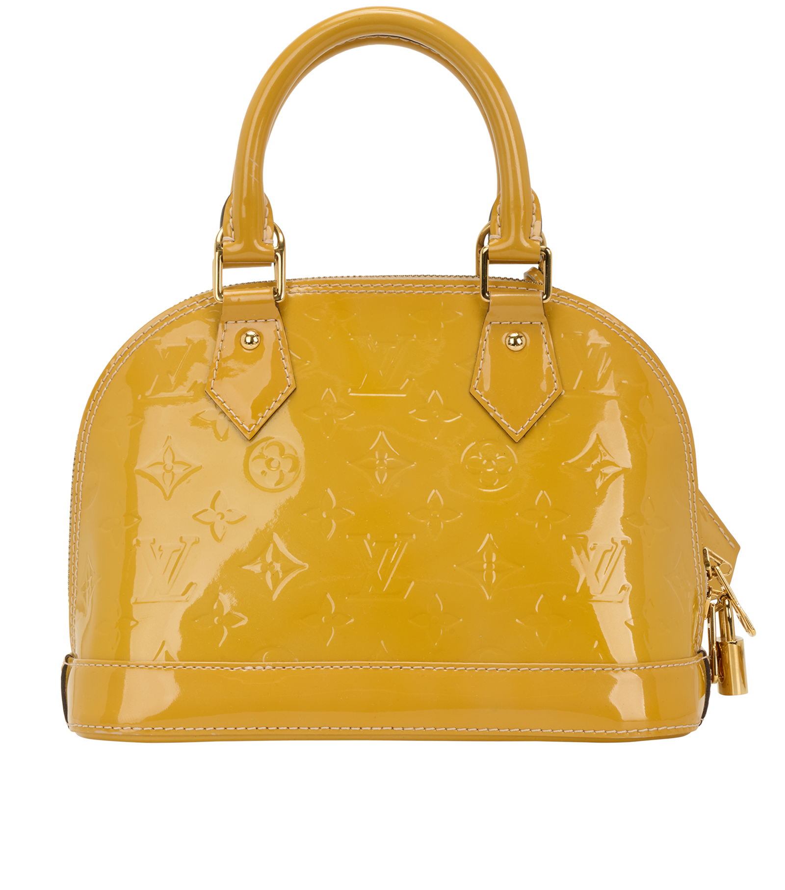 Alma BB, &pound;895, Handbags, Yellow, Patent Leather, Back view